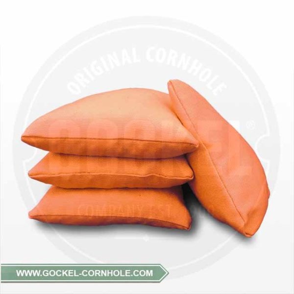 Set von 4 orangefarbenem Cornhole-Säckchen, mit Mais gefüllt!