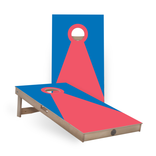 Cornhole Boards - blau rote Pyramide