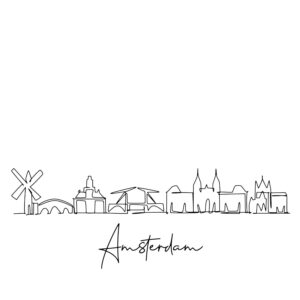 Cornhole sticker - skyline Amsterdam