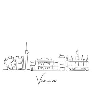 Cornhole sticker - skyline Vienna