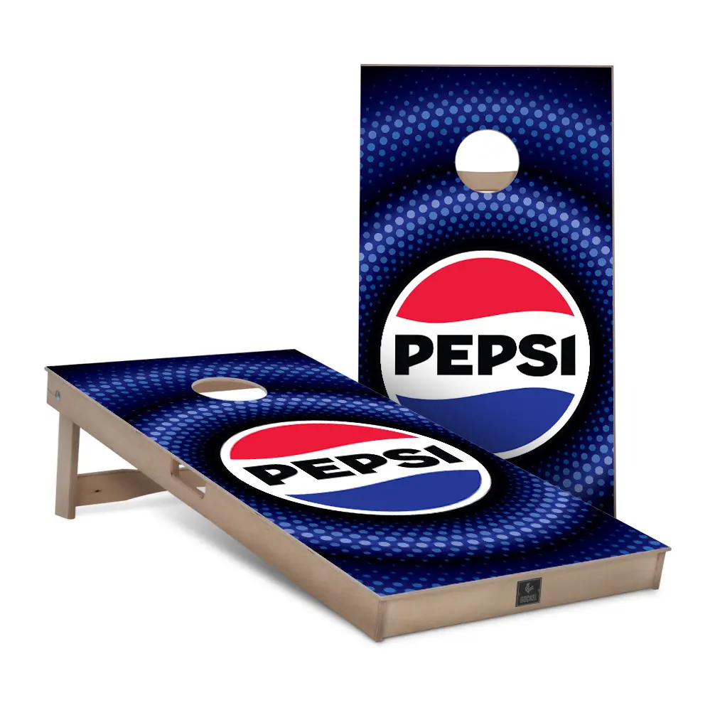 Pepsi - custom cornhole game set with company logo, ideal as a personalised business gift.