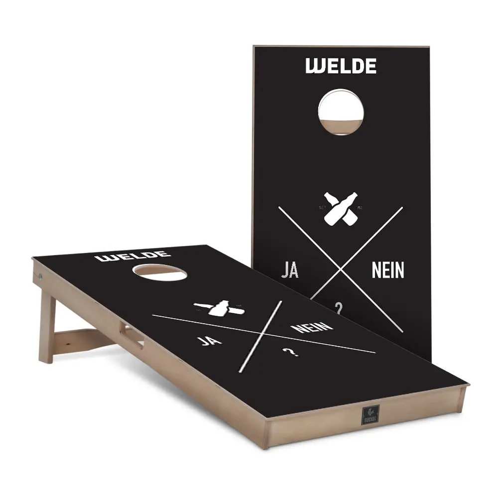 Welde Brau - custom cornhole game set with company logo, ideal as a personalised business gift.